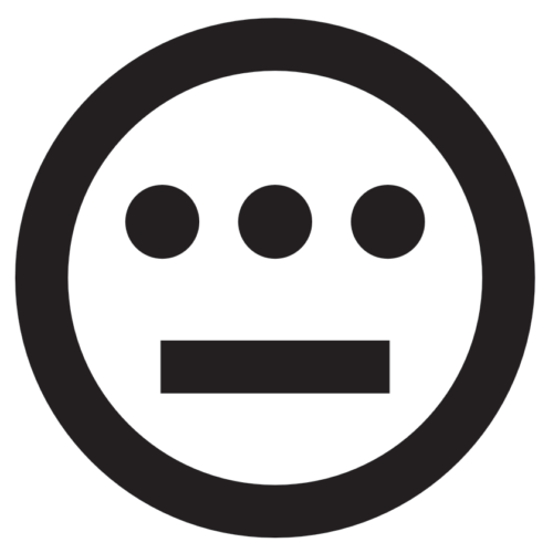 A monochrome logo comprised of an outer circle with 3 circulr eyes and a horizontal solid bar for a mouth.